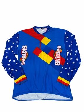 VTG Aero Tech Skittles Team USA Cycling Jersey Mens XL Long Sleeve Stars 90s